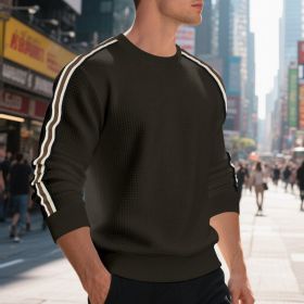 Casual Men's Loose Round Neck Sweater Thin (Option: Brown-S)