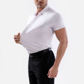 Four-side High Elastic Shirt Men's Short Sleeve Non-ironing Anti-wrinkle (Option: White-XS)
