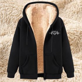 Men's Fleece Hoodie With Fleece Lining, Thick And Warm For Winter, Lamb Fleece For Autumn And Winter (Option: 21 Black-M)