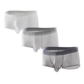 3PCS Men's Ultra Thin Cooling Briefs Lightweight Microfiber Underwear Breathable Design Transparent Underwear Briefs (Option: 3pcs-S)